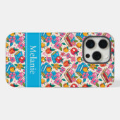 Teacher Pattern Phone Case with Custom Name iPhone Hoesje (Achterkant horizontaal)