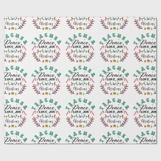 Teacher Peace Love Joy Kerstmis Cadeaupapier (Vlak)