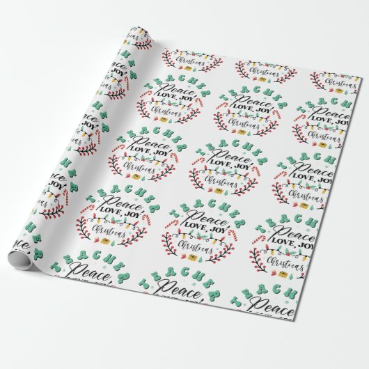 Teacher Peace Love Joy Kerstmis Cadeaupapier (Uitgerold)