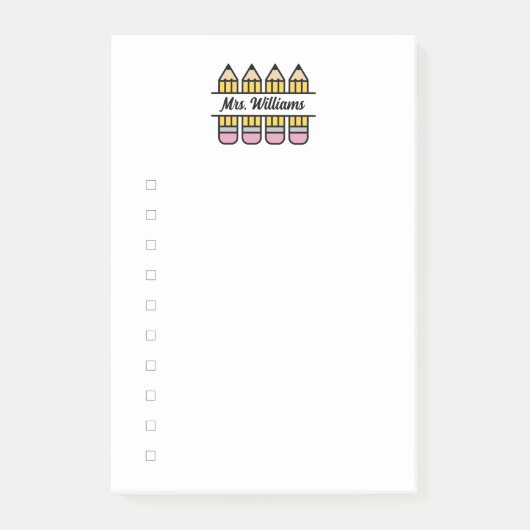 Teacher Pencil School Appreciation Checklist Post-it® Notes (Voorkant)
