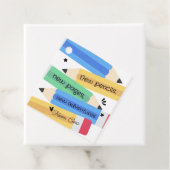 Teacher Pencil School Square Favorietentjes Bedankjes Labels (In situ)