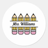 Teacher Pencil Terug naar School Waardering Ronde Sticker (Voorkant)