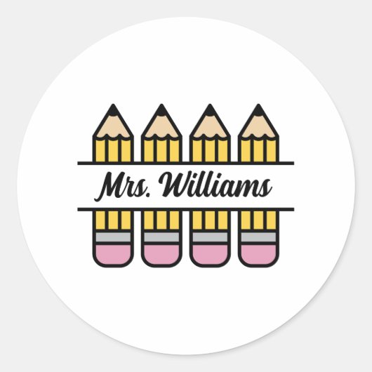 Teacher Pencil Terug naar School Waardering Ronde Sticker (Voorkant)