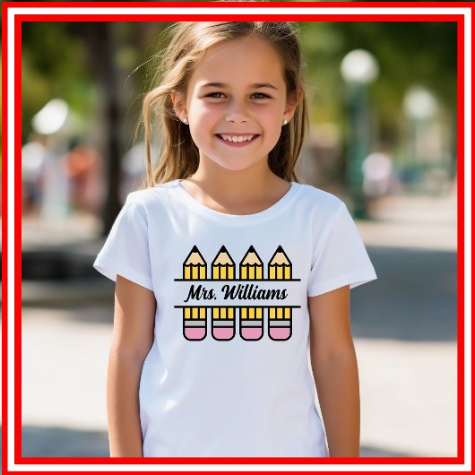 Teacher Pencil Terug naar School Waardering Tri-Blend Shirt