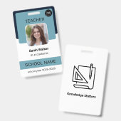 Teacher Photo ID Badge - School Staff - Dusty Blue (Voor- en achterkant)