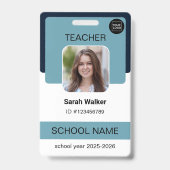 Teacher Photo ID Badge - School Staff - Dusty Blue (Voorzijde)