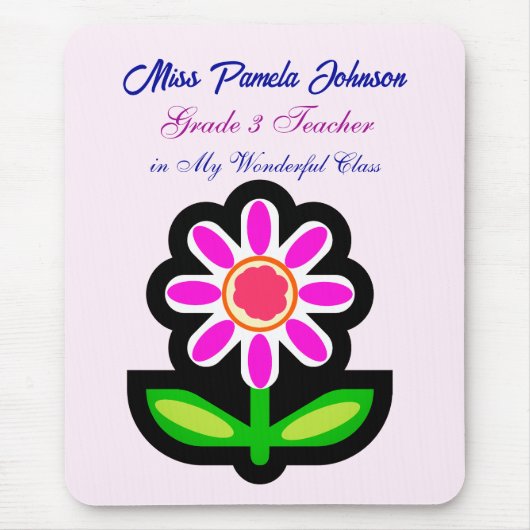 Teacher Pink Flower Muismat (Voorkant)