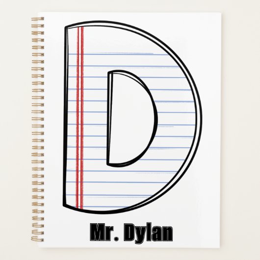 Teacher Planner – Notebook Paper Initial (Voorkant)