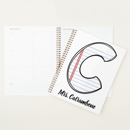 Teacher Planner with Notebook Paper Initial (Display)