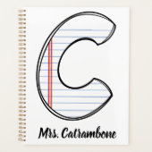 Teacher Planner with Notebook Paper Initial (Voorkant)