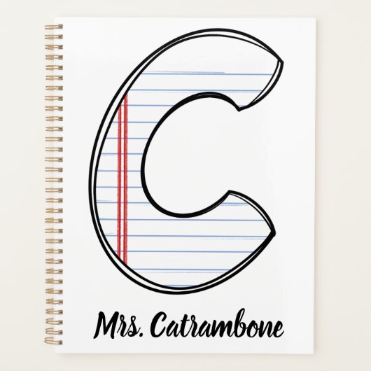 Teacher Planner with Notebook Paper Initial (Voorkant)