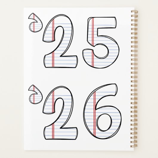 Teacher Planner with Notebook Paper Initial (Achterkant)