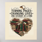 Teacher Poster | Turning Pages Book Heart Art (Voorkant)