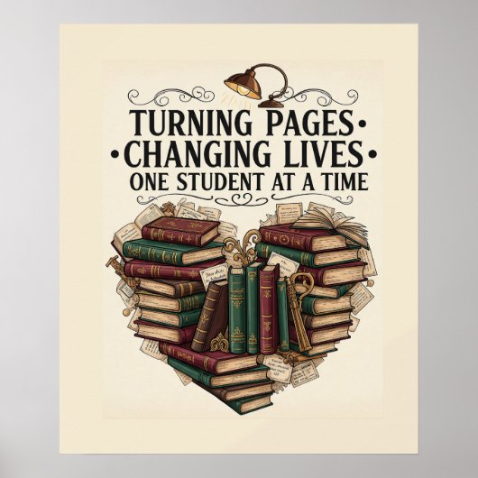 Teacher Poster | Turning Pages Book Heart Art (Voorkant)