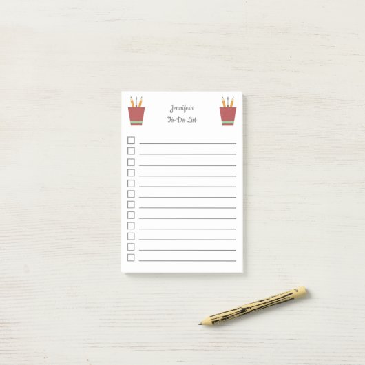 Teacher potlood vak to-do lijst post-it® notes (Op bureau)