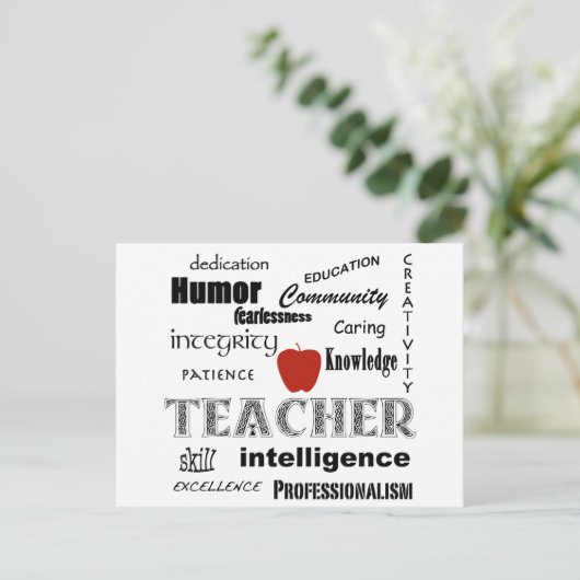 Teacher Pride+Red Apple/Text Design Briefkaart (Staand voorkant)