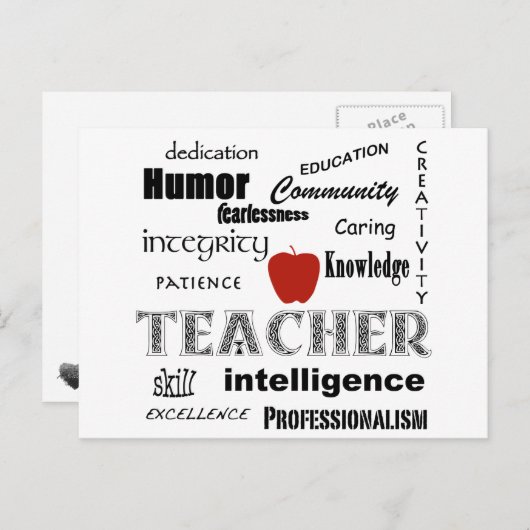Teacher Pride+Red Apple/Text Design Briefkaart (Voorkant / Achterkant)