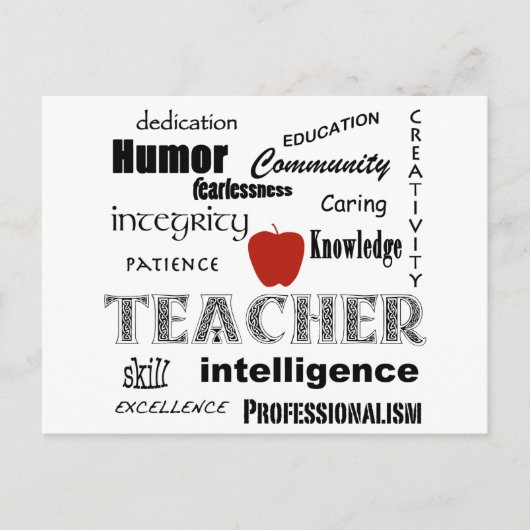 Teacher Pride+Red Apple/Text Design Briefkaart (Voorkant)