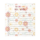 Teacher Principal Herfst Floral Custom-To-Do Notitieblok (Voorkant)