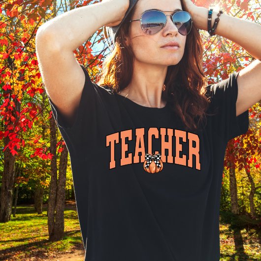 Teacher Pumpkin Plaid T-shirt
