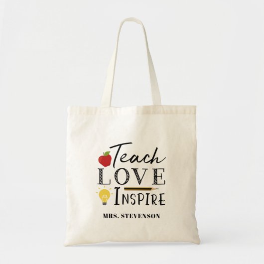 Teacher quote apple and pencil gift tote bag (Voorkant)