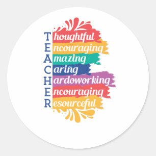 TEACHER RAINBOVENQUOTE RONDE STICKER
