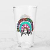 Teacher Rainbow – Kleurrijke luipaardprint Glas (Achterkant)