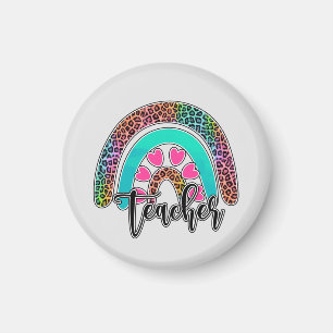 Teacher Rainbow – Kleurrijke luipaardprint Magneet
