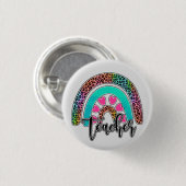 Teacher Rainbow – Kleurrijke luipaardprint Ronde Button 3,2 Cm (Voorkant /achterkant)