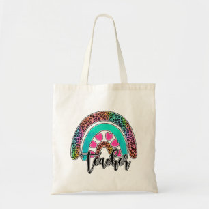 Teacher Rainbow – Kleurrijke luipaardprint Tote Bag