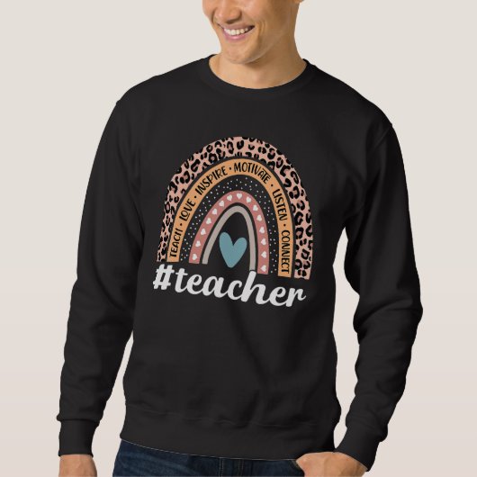 Teacher Rainbow Leopard Education Classroom Trui (Voorkant)
