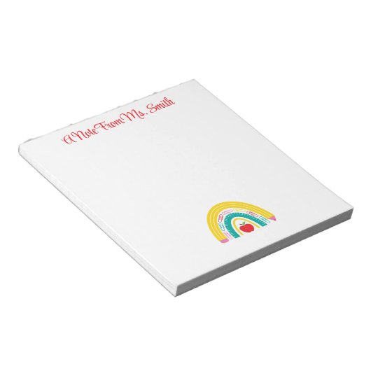  Teacher Rainbow Notepad with Apple Accent Notitieblok (Schuin)