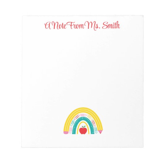 Teacher Rainbow Notepad with Apple Accent Notitieblok (Voorkant)