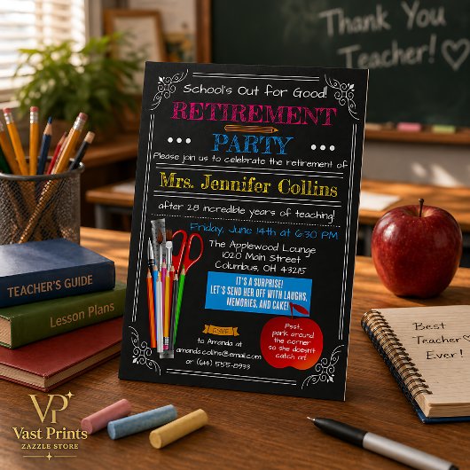 Teacher Retirement Chalkboard Kaart