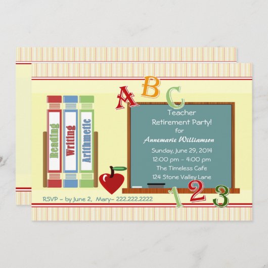 Teacher Retirement ChalkBoard Uitnodiging (Voorkant / Achterkant)