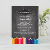 Teacher Retirement Party Chalkboard Pencils Kaart (Staand voorkant)