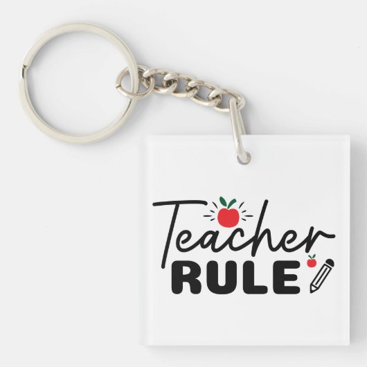 Teacher Rule Wordart Sleutelhanger (voorkant)
