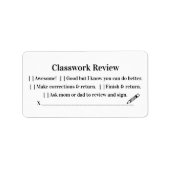Teacher School Classwork / Huiswerk Grading Sticke Etiket (Voorkant)