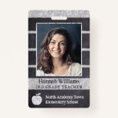 Teacher School Custom Employee Foto Logo Bar Code Badge (Voorkant)
