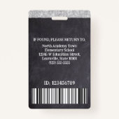 Teacher School Custom Employee Foto Logo Bar Code Badge (Achterkant)