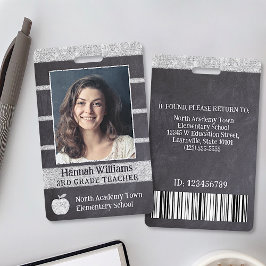 Teacher School Custom Employee Foto Logo Bar Code Badge