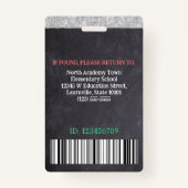 Teacher School Medewerker Custom Foto Logo Bar Cod Badge (Achterkant)