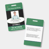 Teacher School Medewerker Fotonaam Logo Custom Badge (Voor- en achterkant)