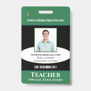 Teacher School Medewerker Fotonaam Logo Custom Badge