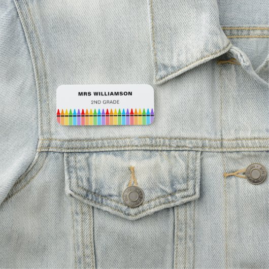 Teacher School Medewerker Personeel Crayons Naamplaatje (In situ)