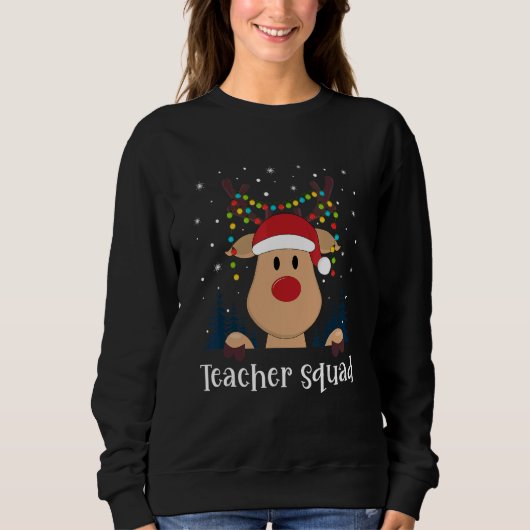 Teacher Squad Christmas Reindeer Lights Tree Xmas  Trui (Voorkant)