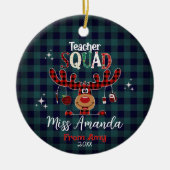 Teacher squad Kerstmis blauw rood baffalo plaid Keramisch Ornament (Voorkant)