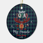 Teacher squad Kerstmis blauw rood baffalo plaid Keramisch Ornament (Links)