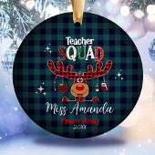 Teacher squad Kerstmis blauw rood baffalo plaid Keramisch Ornament