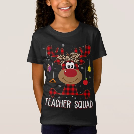 Teacher Squad Kerstmis Grappige Rendier Docent XMA T-shirt (Voorkant)